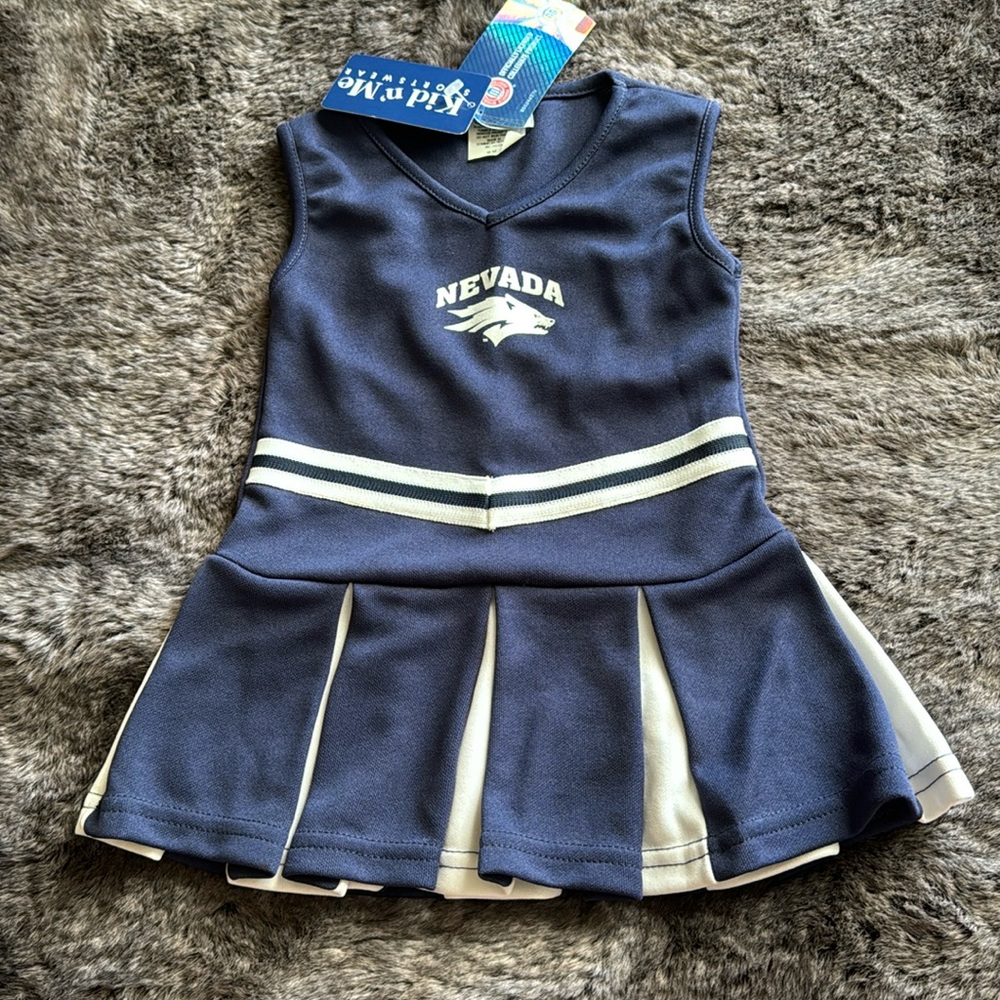 UNR toddler / Baby Cheerleader dress, blue and white with Nevada logo size 18 mo